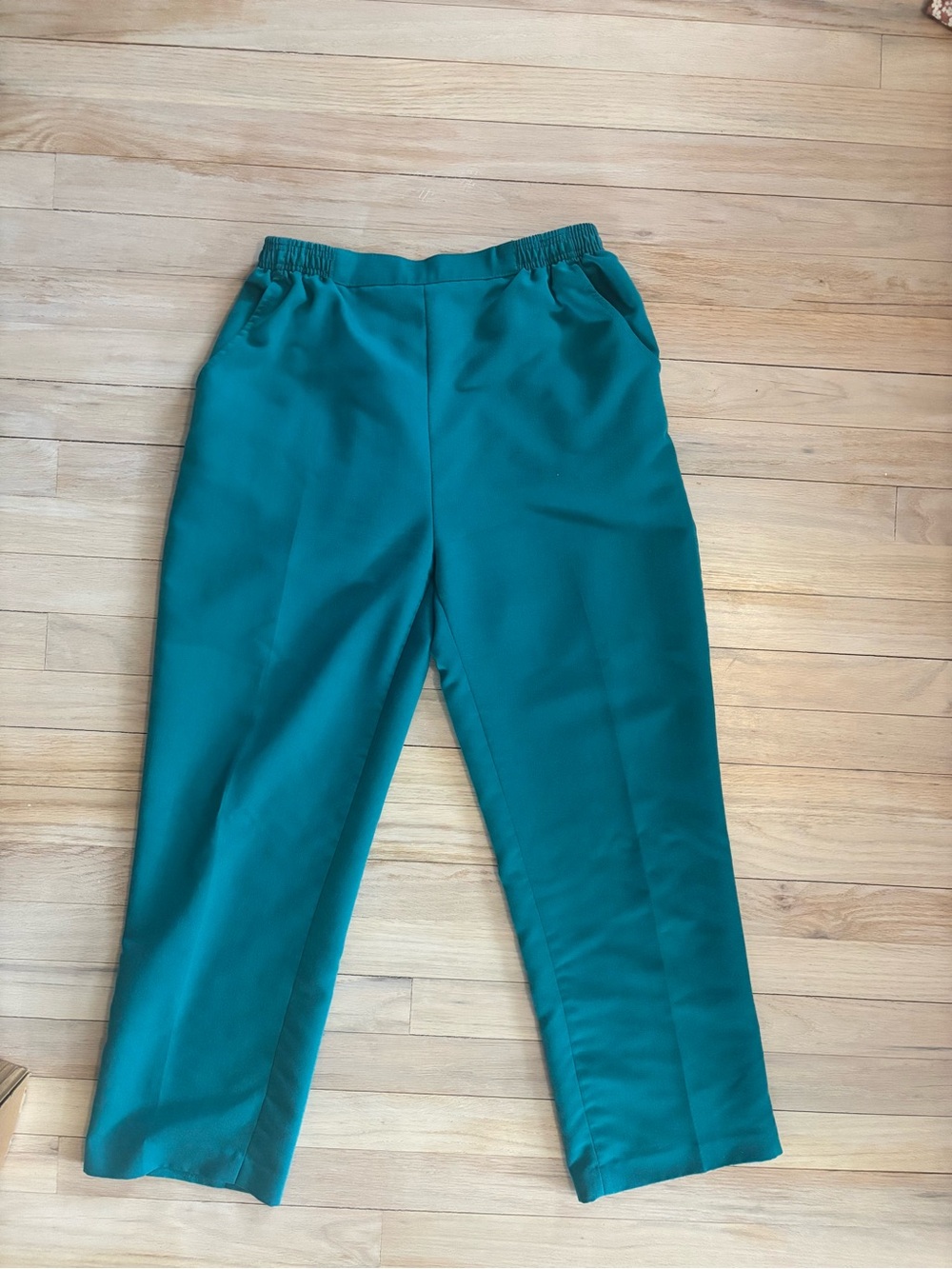 Vintage Teal Straight-Leg Ankle Pants
